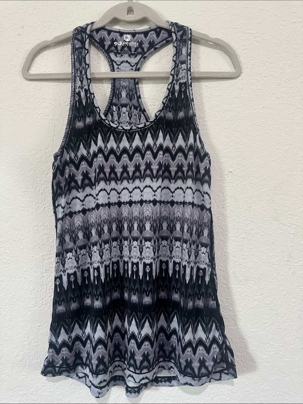 90 Degree By Reflex Black and Gray Patterned Racerback Tank